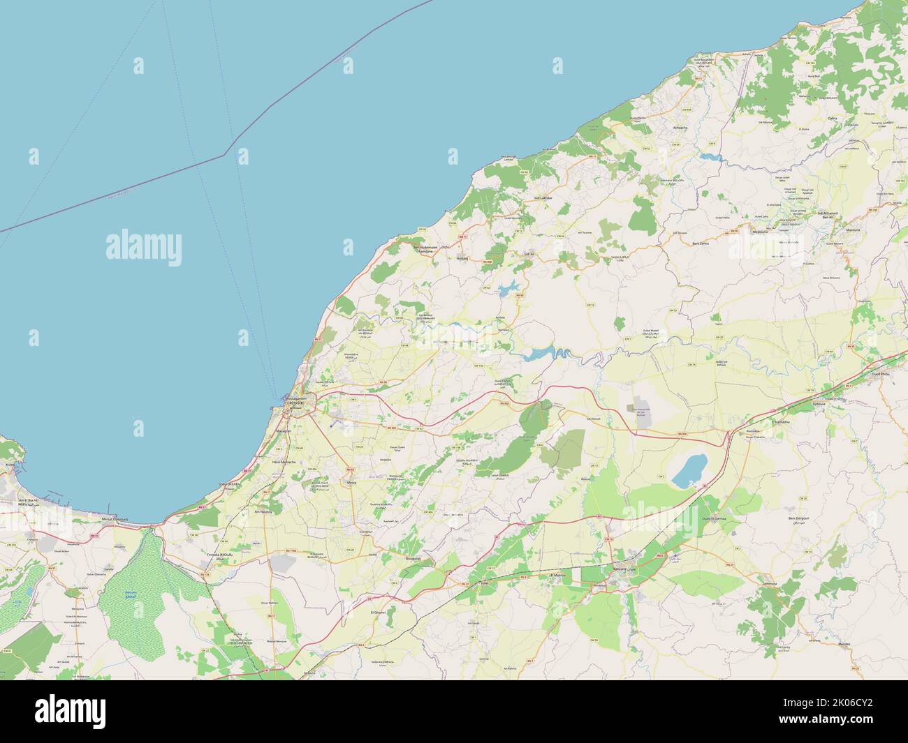 Mostaganem, province of Algeria. Open Street Map Stock Photo