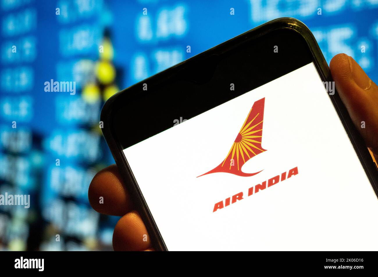 Hong Kong, China. 25th July, 2022. In this photo illustration, the India flag carrier airline Air India logo is displayed on a smartphone screen. (Photo by Budrul Chukrut/SOPA Images/Sipa USA) Credit: Sipa USA/Alamy Live News Stock Photo