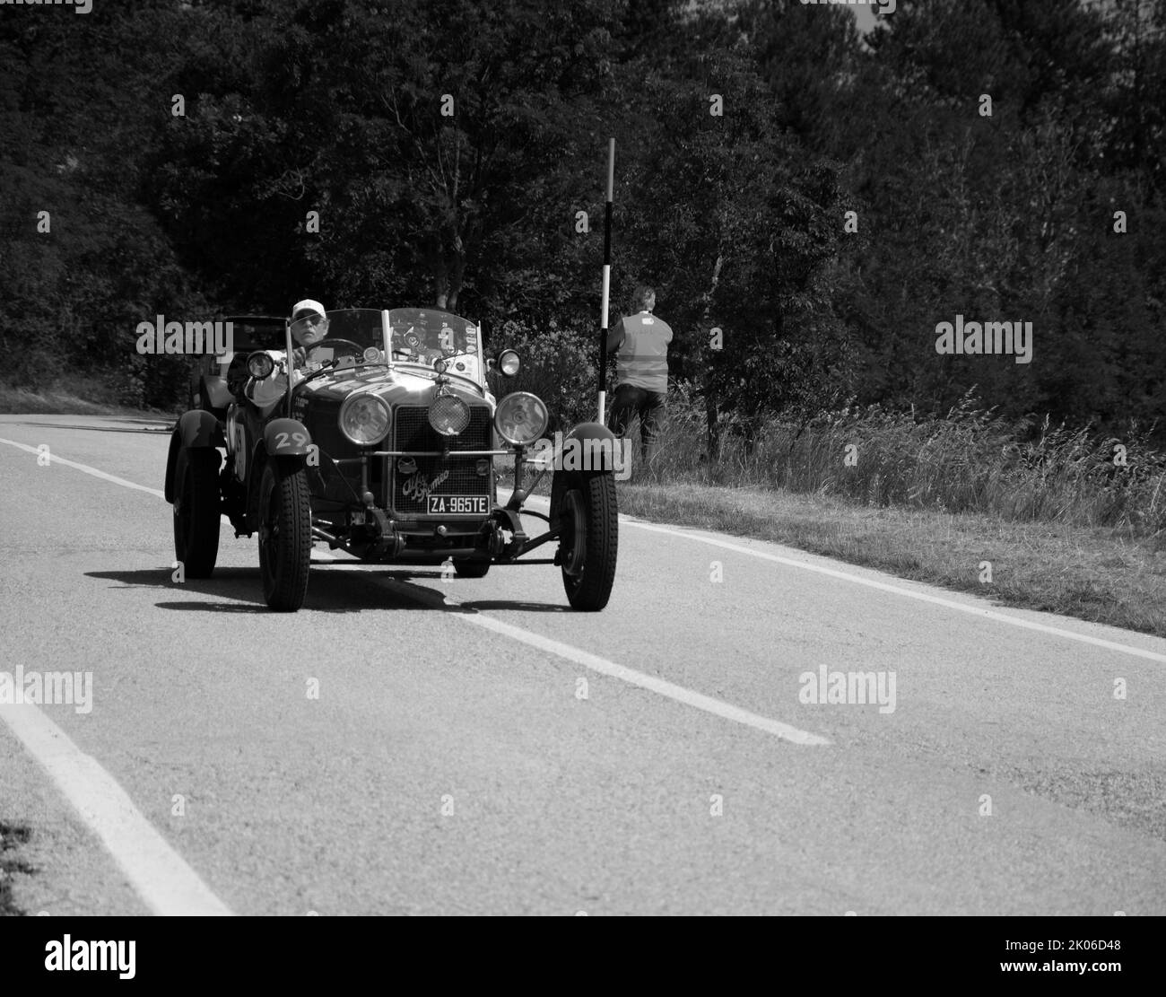 URBINO - ITALY - JUN 16 - 2022 : ALFA ROMEO 6C 1500 SS MM 1928 on an old racing car in rally Mille Miglia 2022 the famous italian historical race (192 Stock Photo