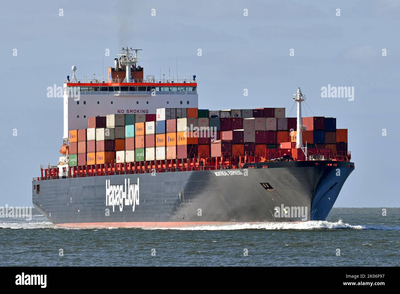 Containership MONTREAL EXPRESS off Cuxhaven Stock Photo