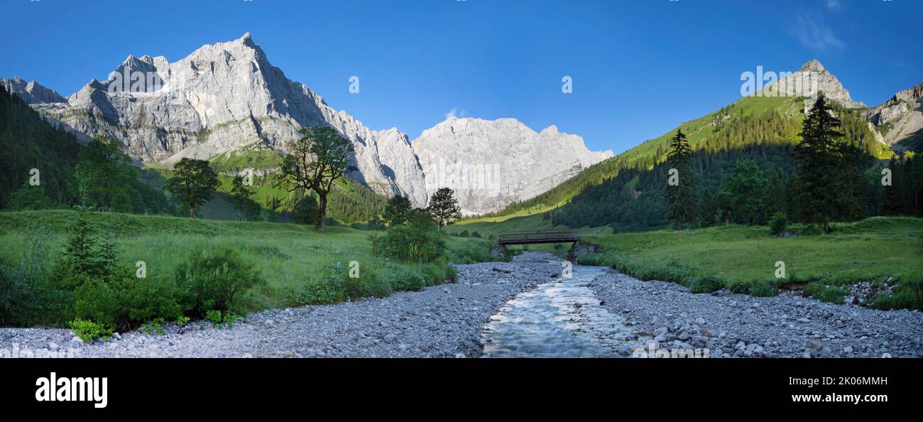 alpine, alps, beautiful, beauty, berner alpen, bernese alps, blue, climbing, creek, destination, europe, glacier, green, grosshorn, hiking, hinters la Stock Photo
