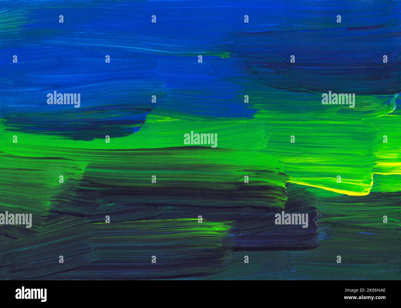 Abstract background painting. Green, blue, yellow, black brush strokes