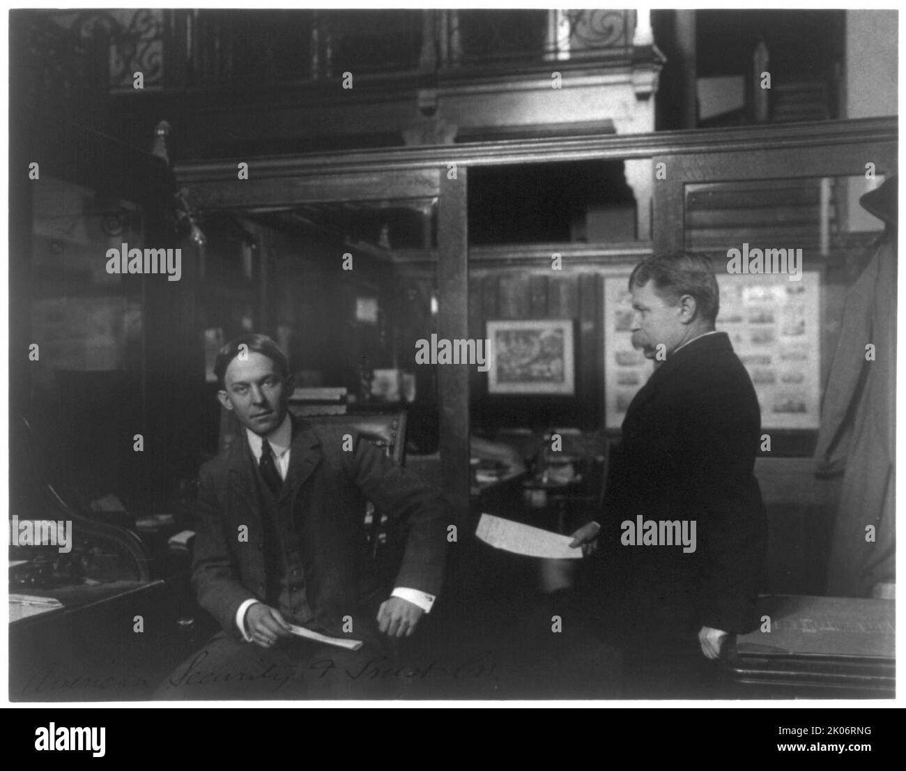 American Security and Trust Co., c1900. Two officials in bank office. Stock Photo