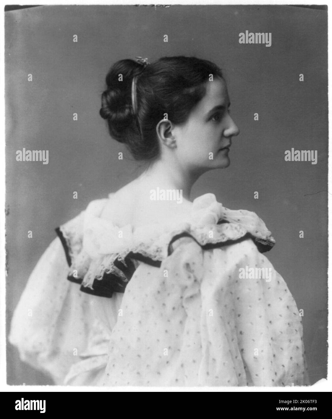 Julia Scott Stevenson Hardin, between c1890 and c1910. Half length portrait, facing right. Stock Photo