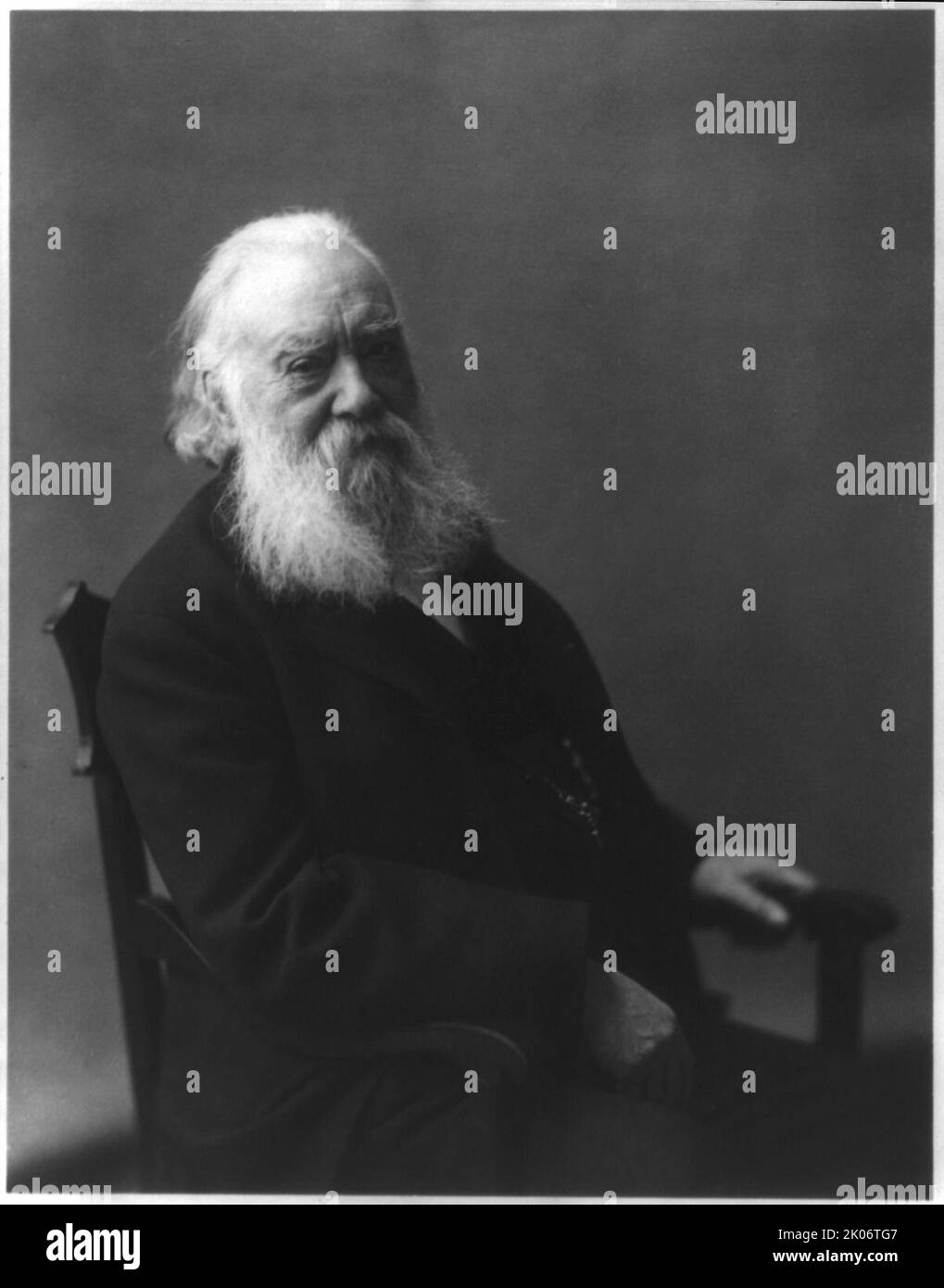 Alexander Melville Bell, 1819-1905, c1900. Three-quarter length portrait, seated, facing right. [Teacher and researcher of physiological phonetics; author of works on orthoepy and elocution; inventor of Visible Speech which was used to help the deaf learn to talk. Father of Alexander Graham Bell]. Stock Photo
