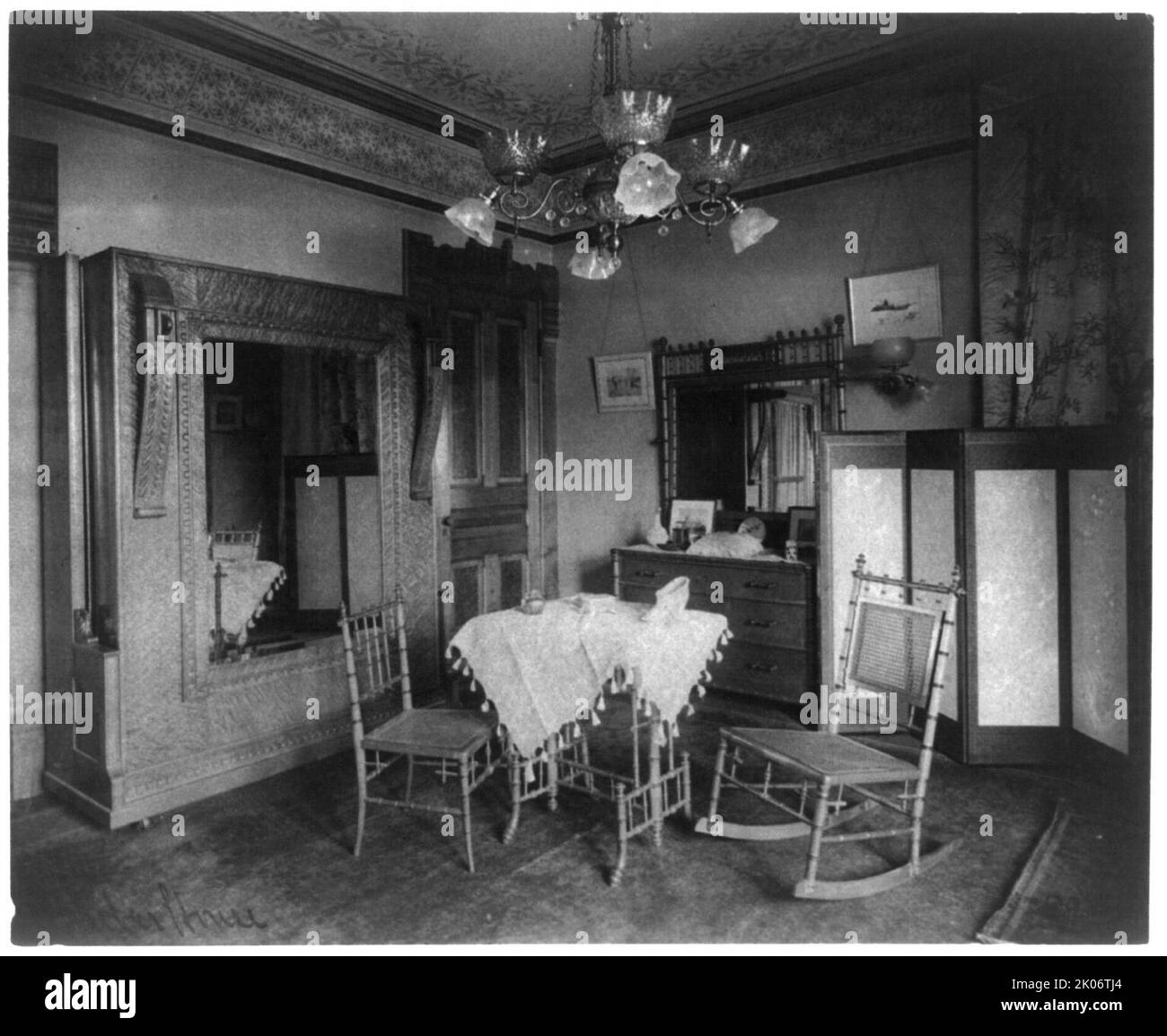 Barber house, Washington, D.C. - bedroom, between 1890 and 1950. Stock Photo