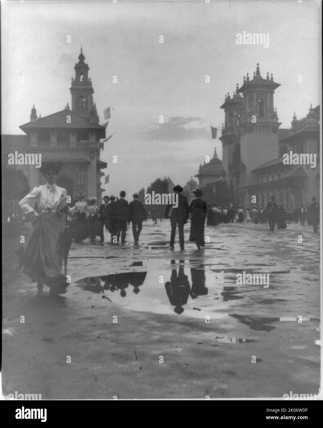 Looking down Midway after a rain, Pan American Exposition, Buffalo, NY, 1901. Stock Photo