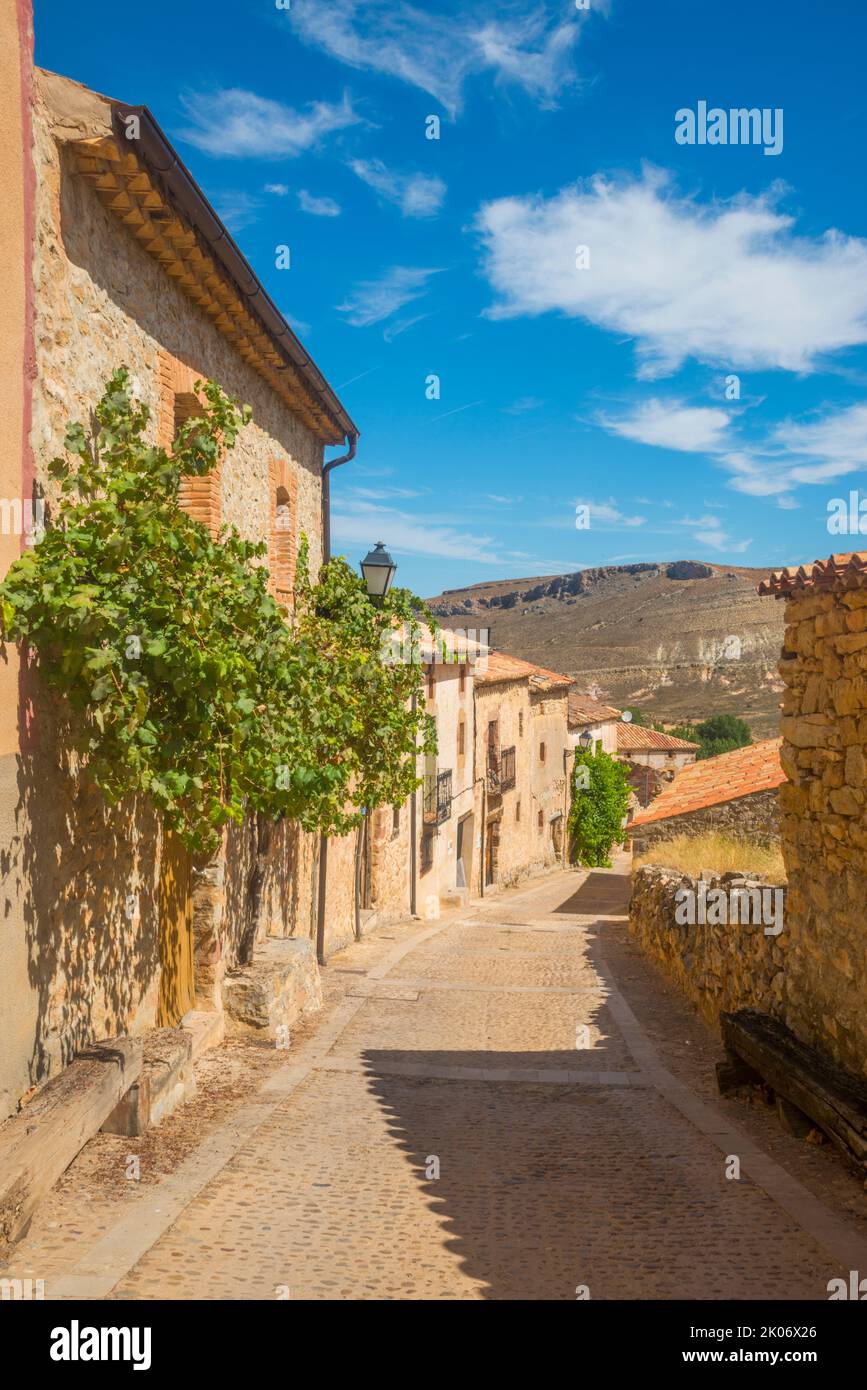 Real street. Caracena, Soria province, Castilla Leon, Spain. Stock Photo