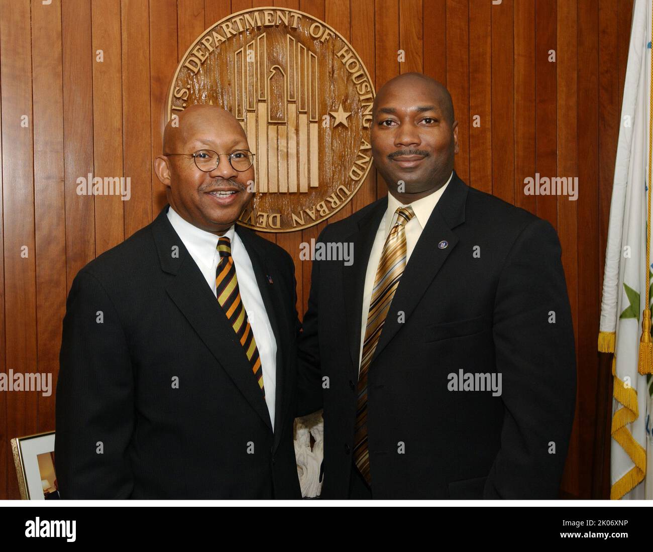 Secretary Alphonso Jackson at HUD headquarters with members of