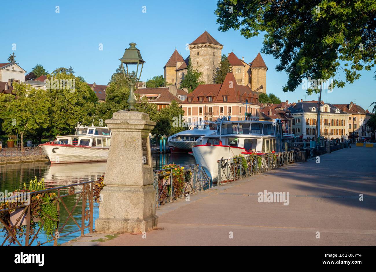 Annecy - The castle and promenade in the morning light. Stock Photo