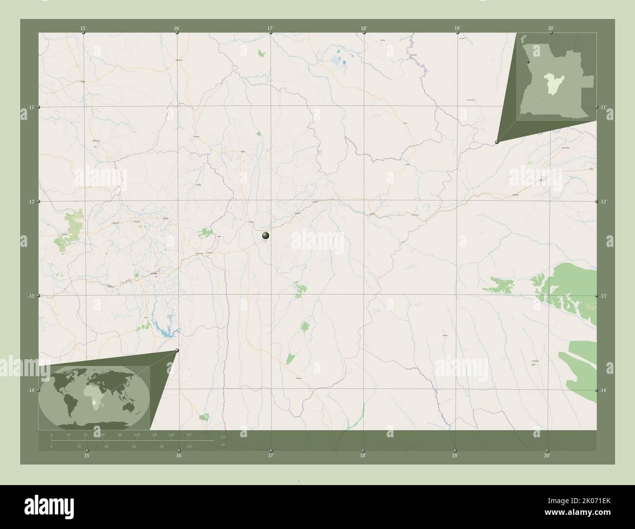 Bie, province of Angola. Open Street Map. Corner auxiliary location ...