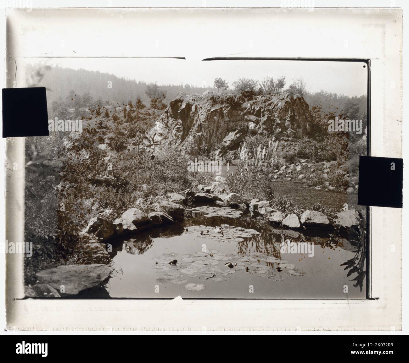&quot;Benventuo [sic],&quot; Robert Pim Butchart house, 800 Benvenuto Avenue, Central Saanich, British Columbia, Canada, 1923. Landscape: Jennie Kennedy (Mrs. Robert P.) Butchart, from 1904. [The Sunken Garden was created in a quarry left after Robert Butchart's company had extracted limestone for his cement company]. Stock Photo