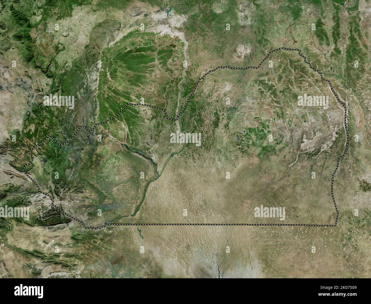 Cunene, province of Angola. High resolution satellite map Stock Photo