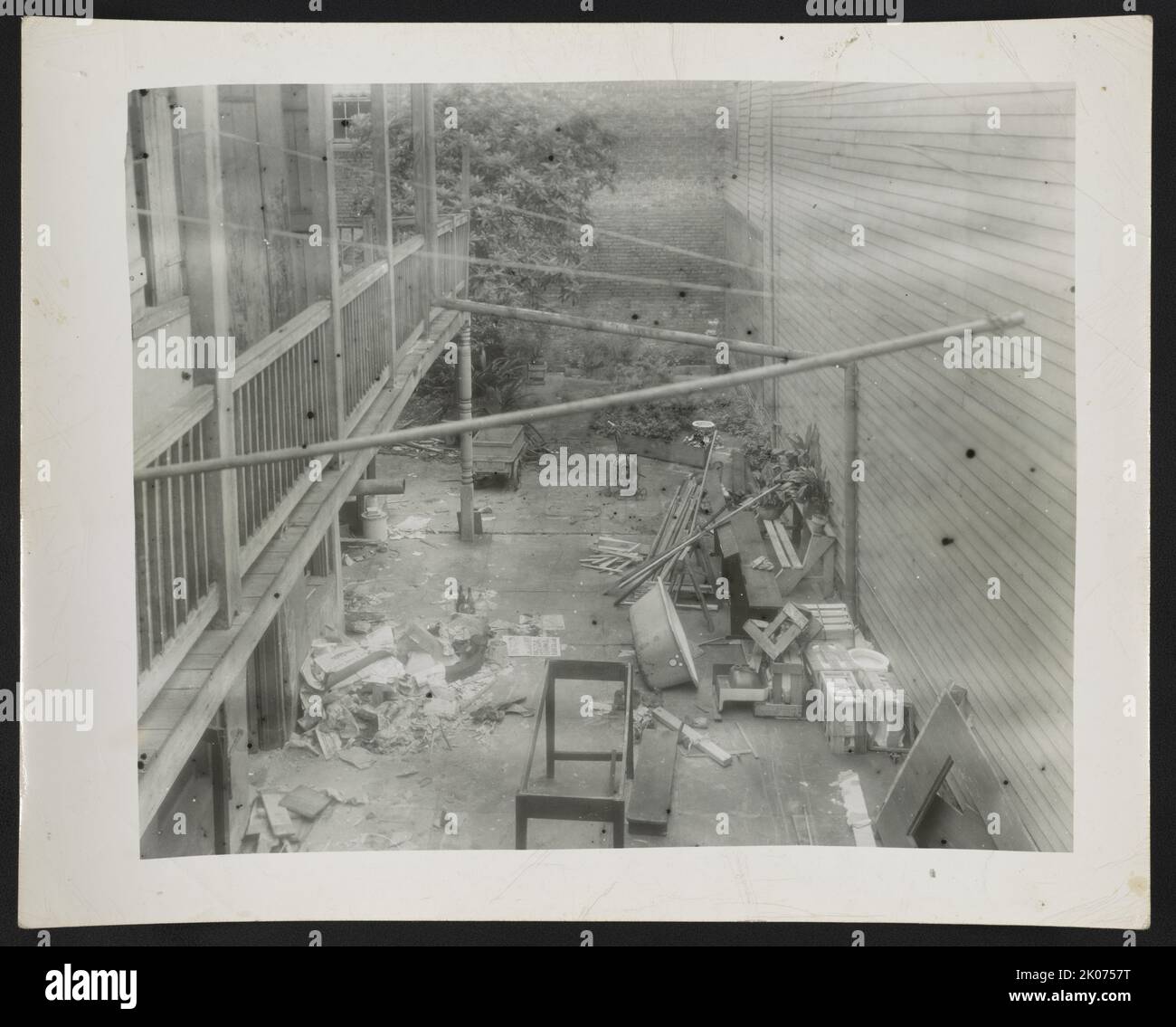 Arkady, Frances Benjamin Johnston House, New Orleans, Louisiana, 1945. Patio court before renovation, 1132 Bourbon St., New Orleans, Louisiana. Stock Photo