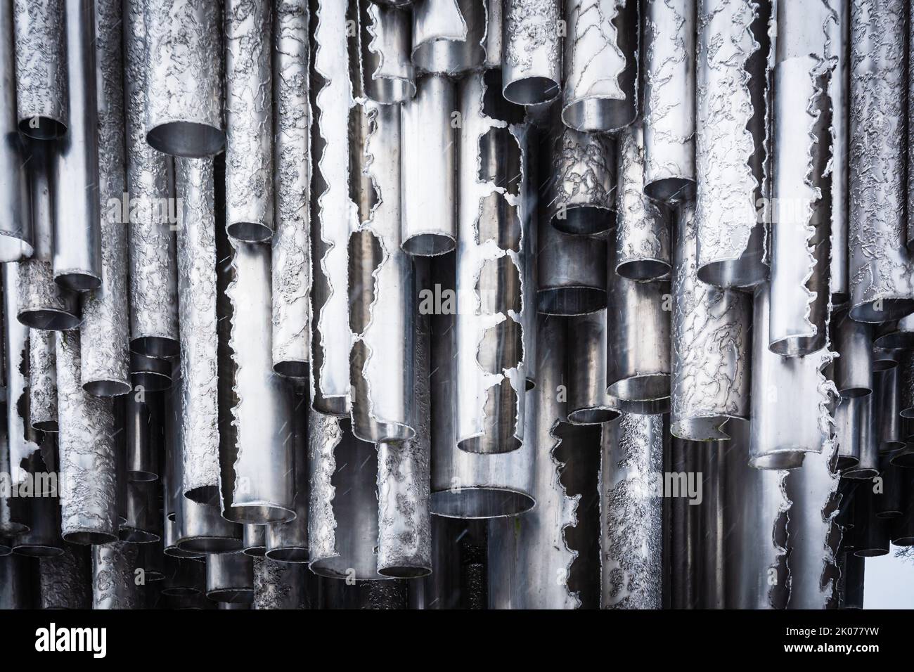 Sibelius monument titled Passio Musicae by Eila Hiltunen at Sibelius park in Helsinki Finland Stock Photo