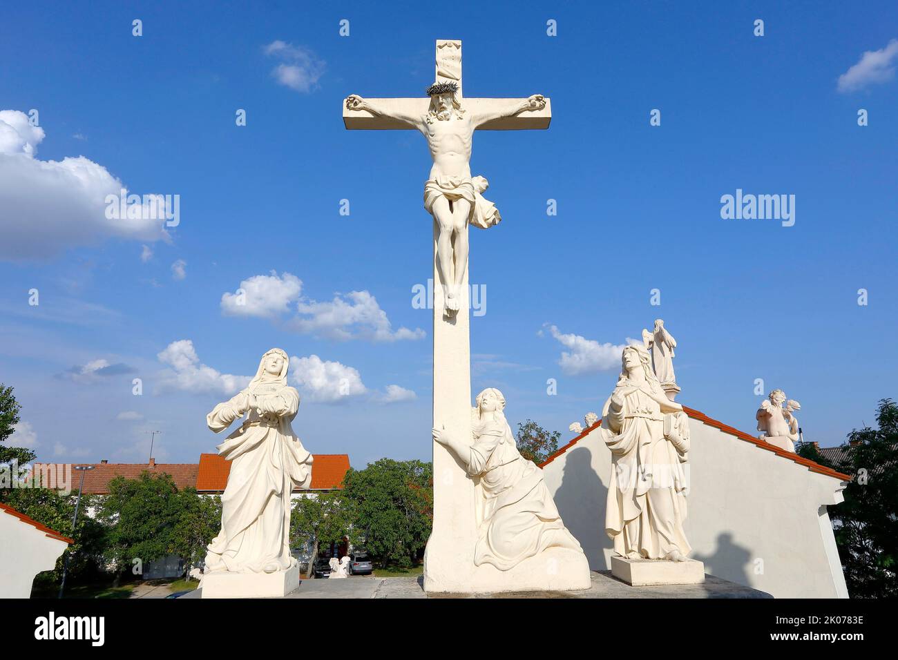 Calvary with Stations of the Cross in Frauenkirchen, Lake Neusiedl National Park, Seewinkel, Northern Burgenland, Burgenland, Austria Stock Photo