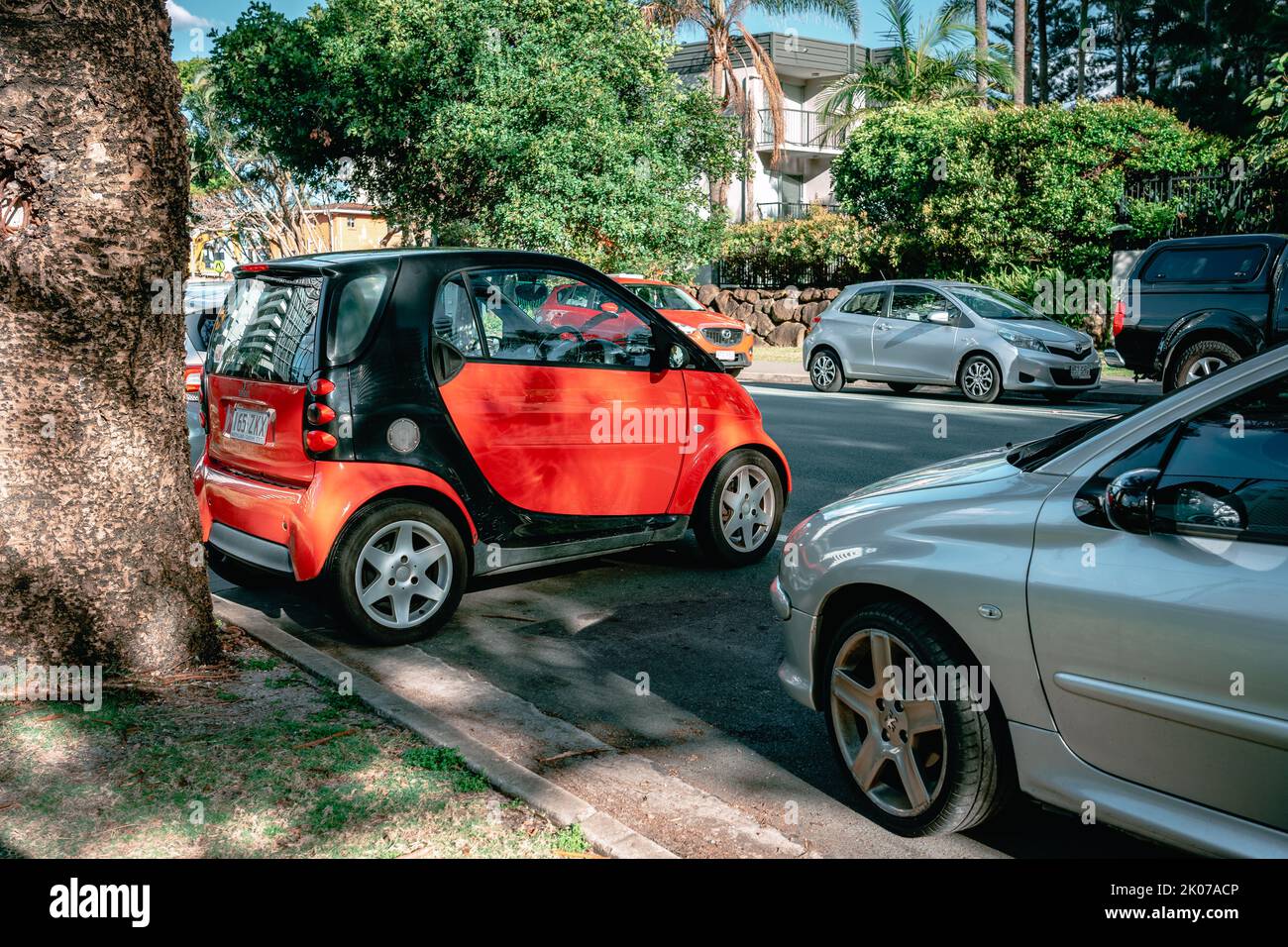 Gold Coast, Queensland, Australia Smart Fortwo car parked sideways in