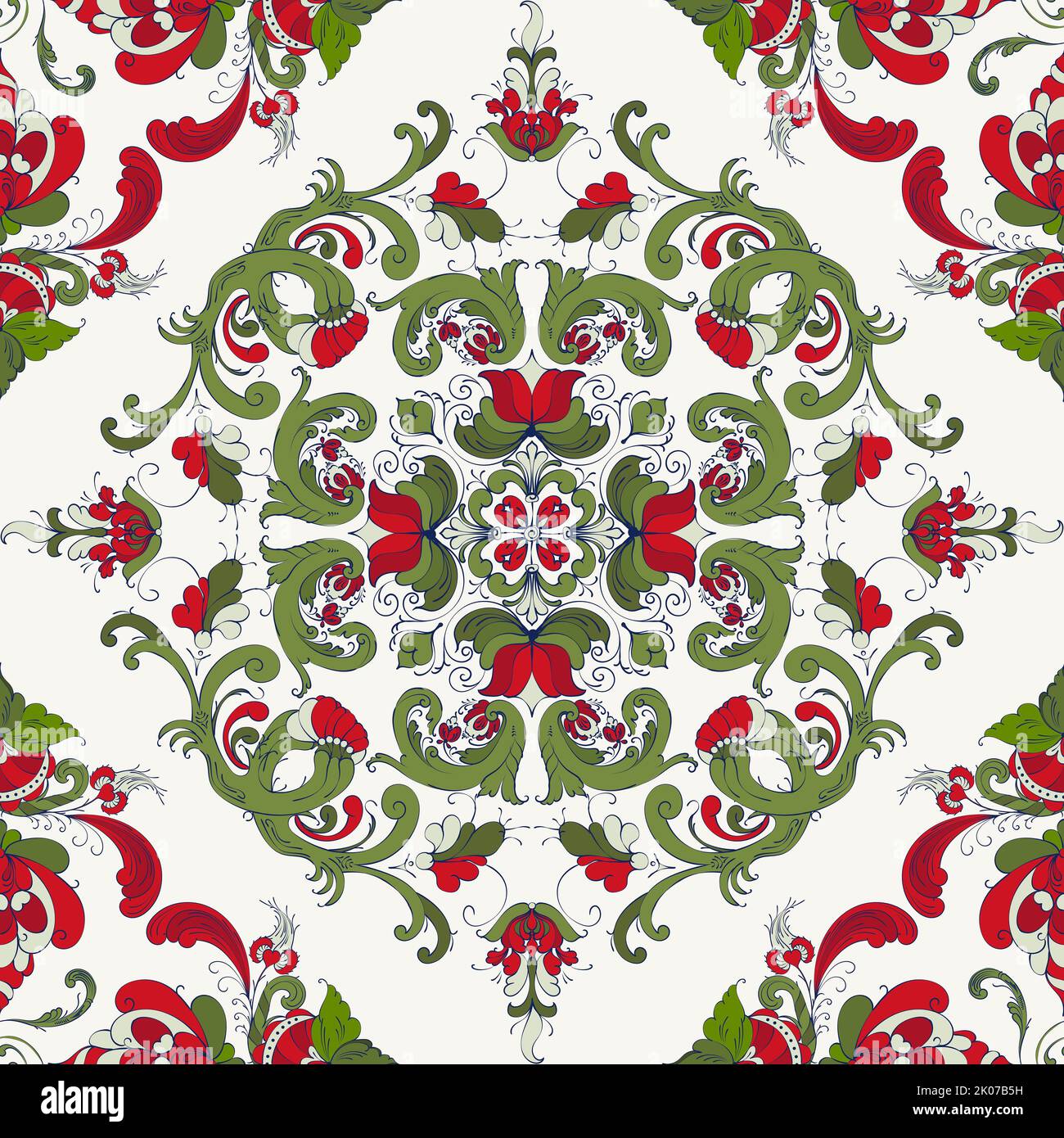 Rosemaling tile, traditional Norwegian decorative pattern. Vector ...