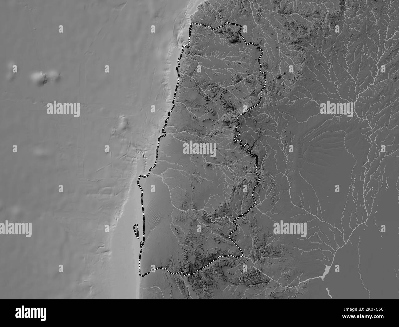 Angola map zoom border grayscale - Namibe Province Of Angola Grayscale Elevation Map With Lakes And Rivers 2K07C5C