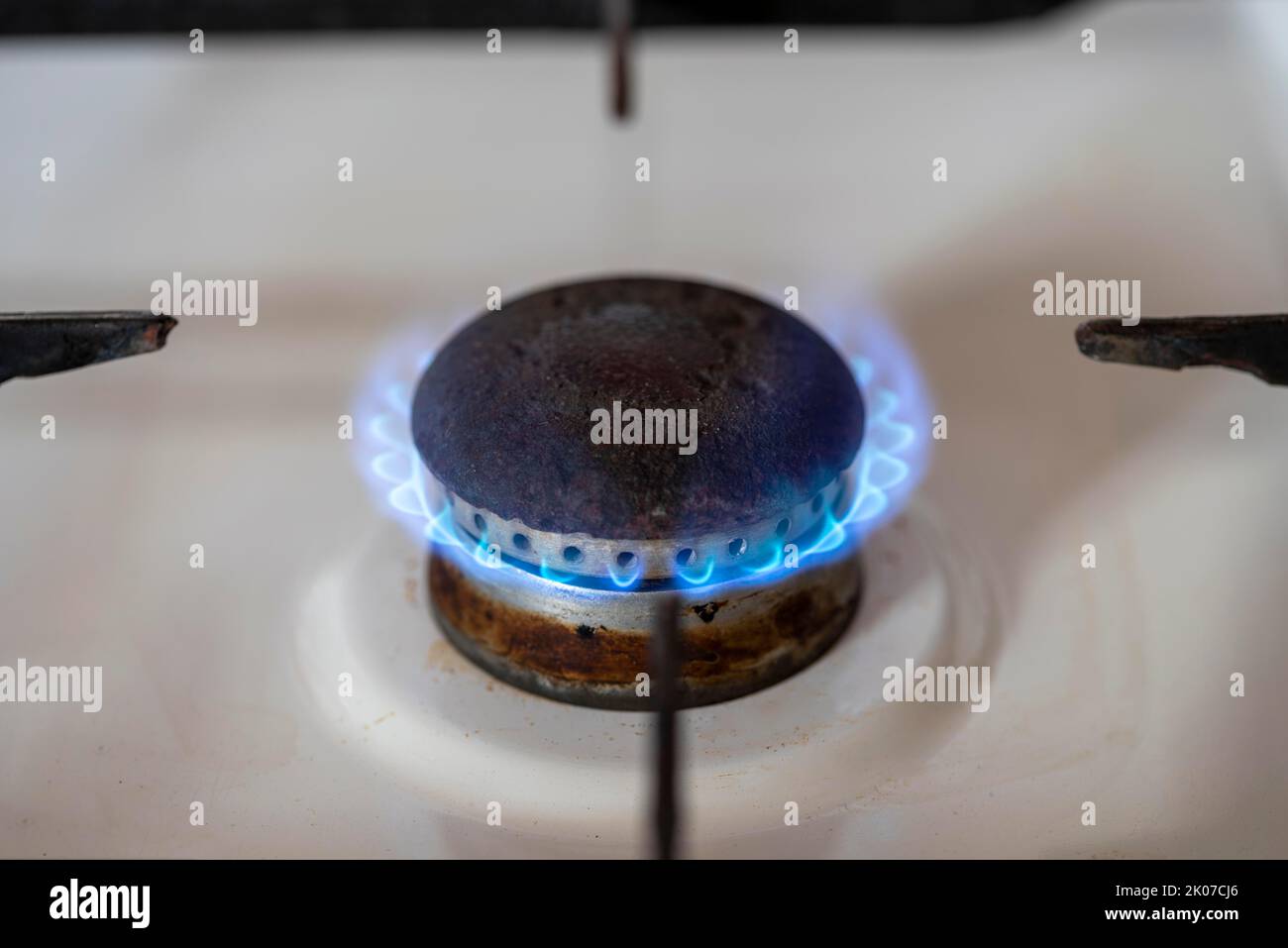 Gas flame, gas cooker, cooker, Germany Stock Photo Alamy
