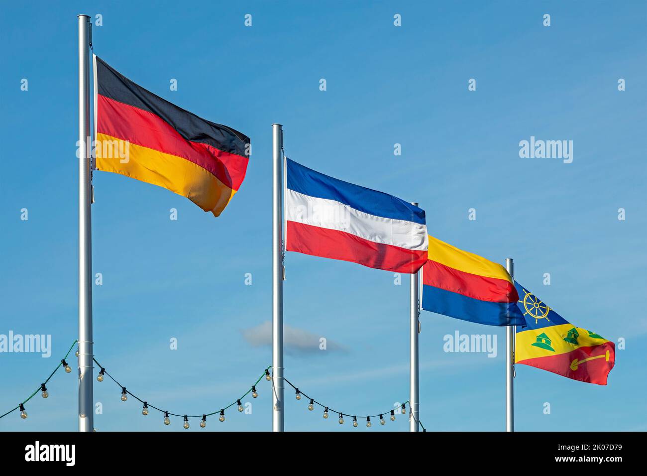 flags, Dagebüll, North Friesland, Schleswig-Holstein, Germany Stock Photo