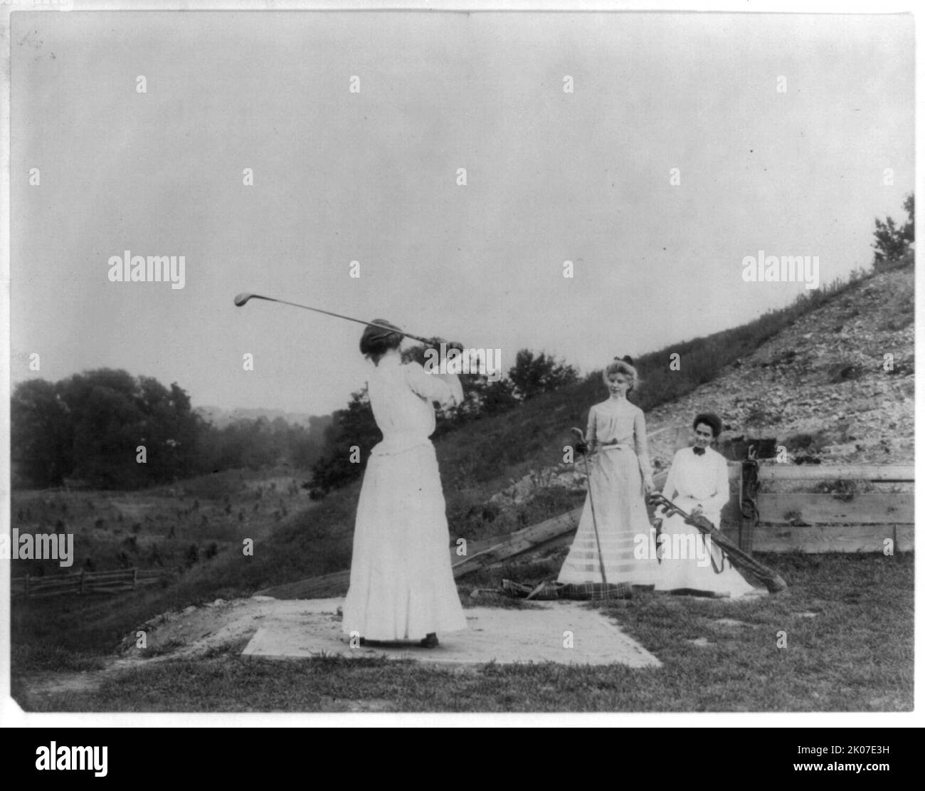3 women playing golf - &quot;Jackson Sanitorium&quot;, c1890. Stock Photo