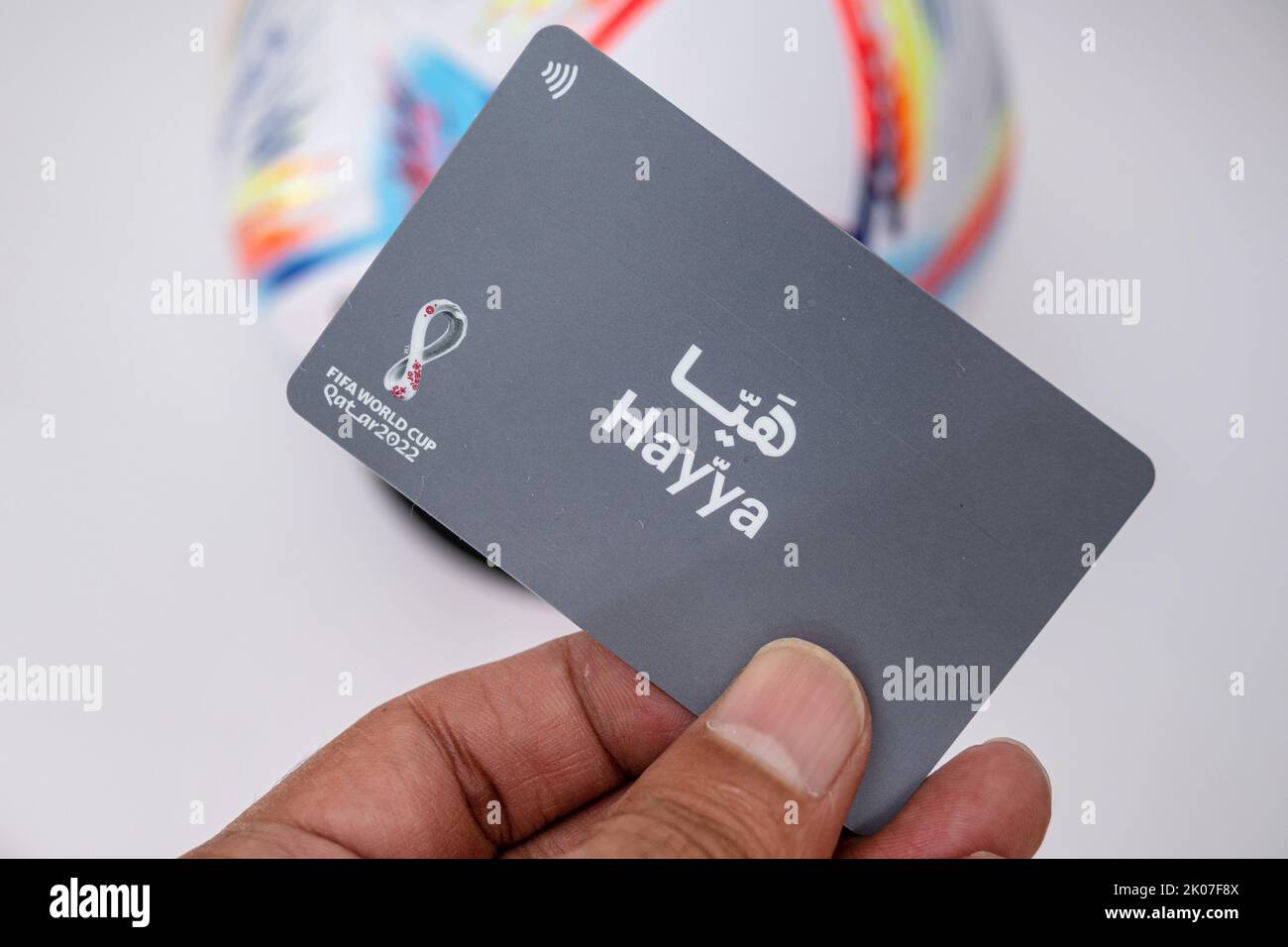 Qatar Travel Plane. FIFA world cup 2022 match ticket with Hayya Card
