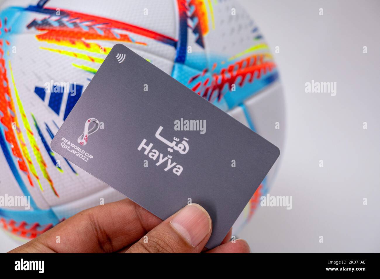 Qatar Travel Plane. FIFA world cup 2022 match ticket with Hayya Card