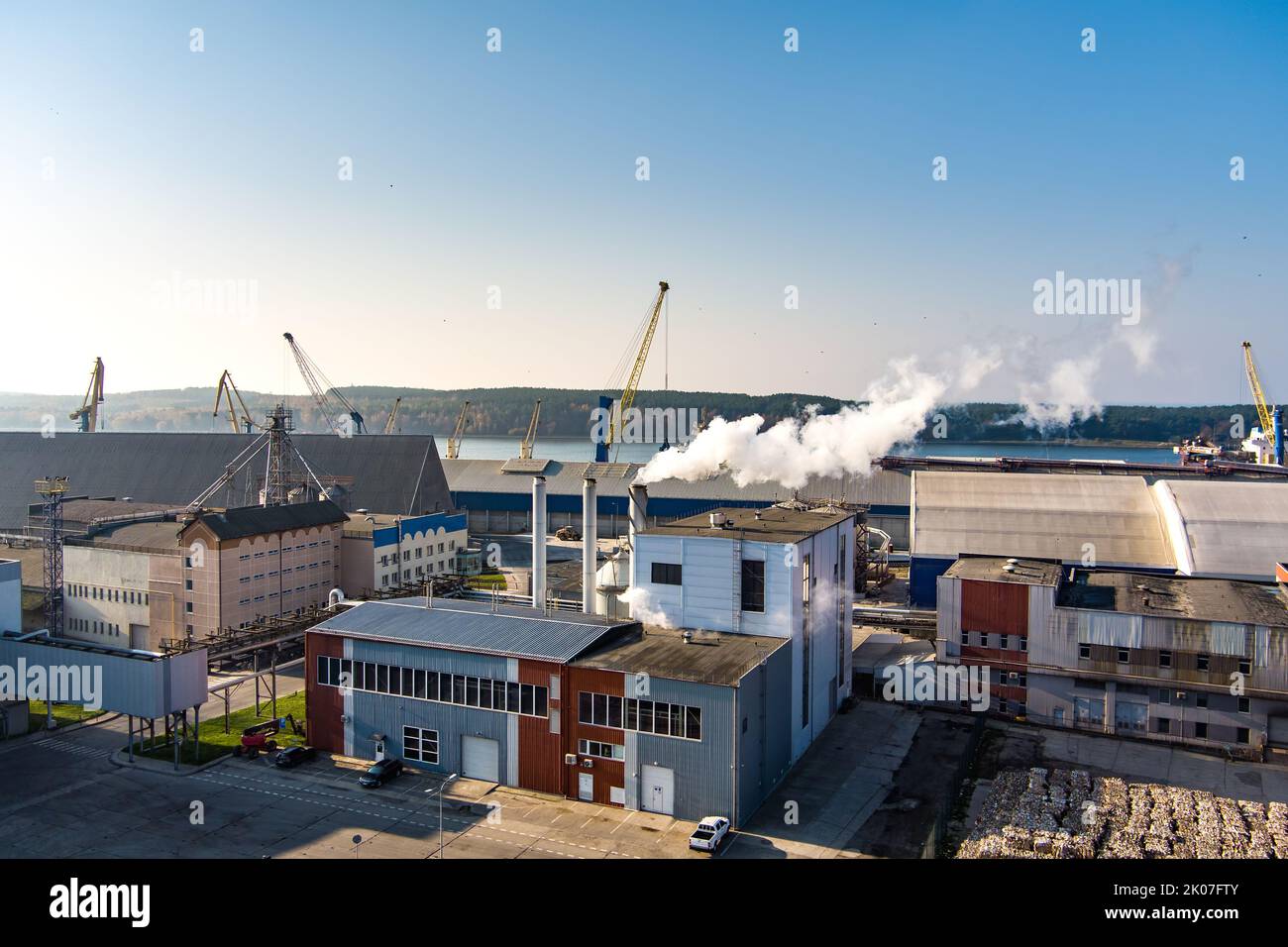 Stevedoring company terminals facilities complex, modern conjunction of