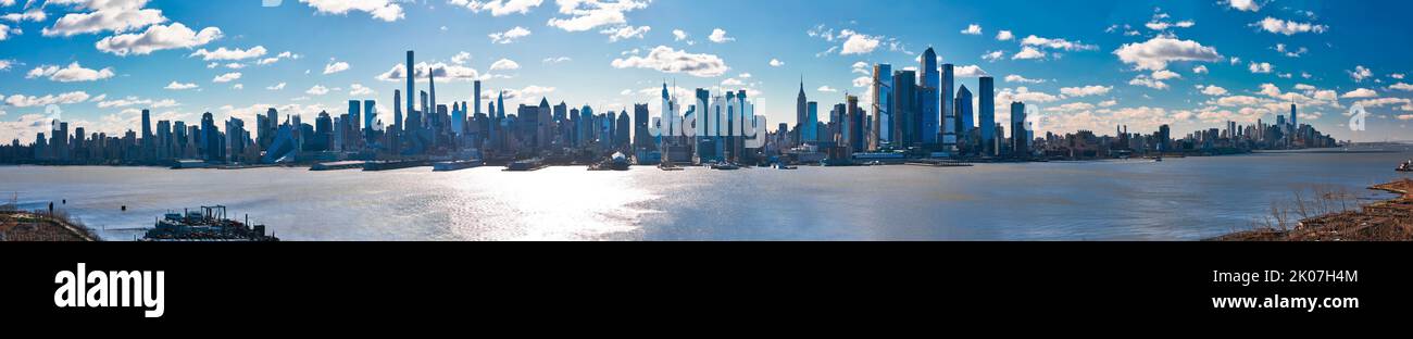 Megapanorama of New York City skyline and Hudson river view, United States of America Stock Photo