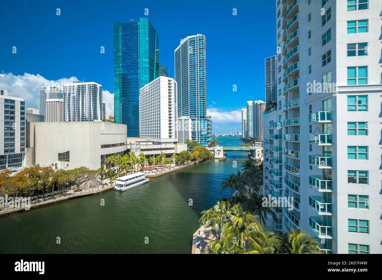 Miami river waterfront scenic view, Florida state of USA Stock Photo