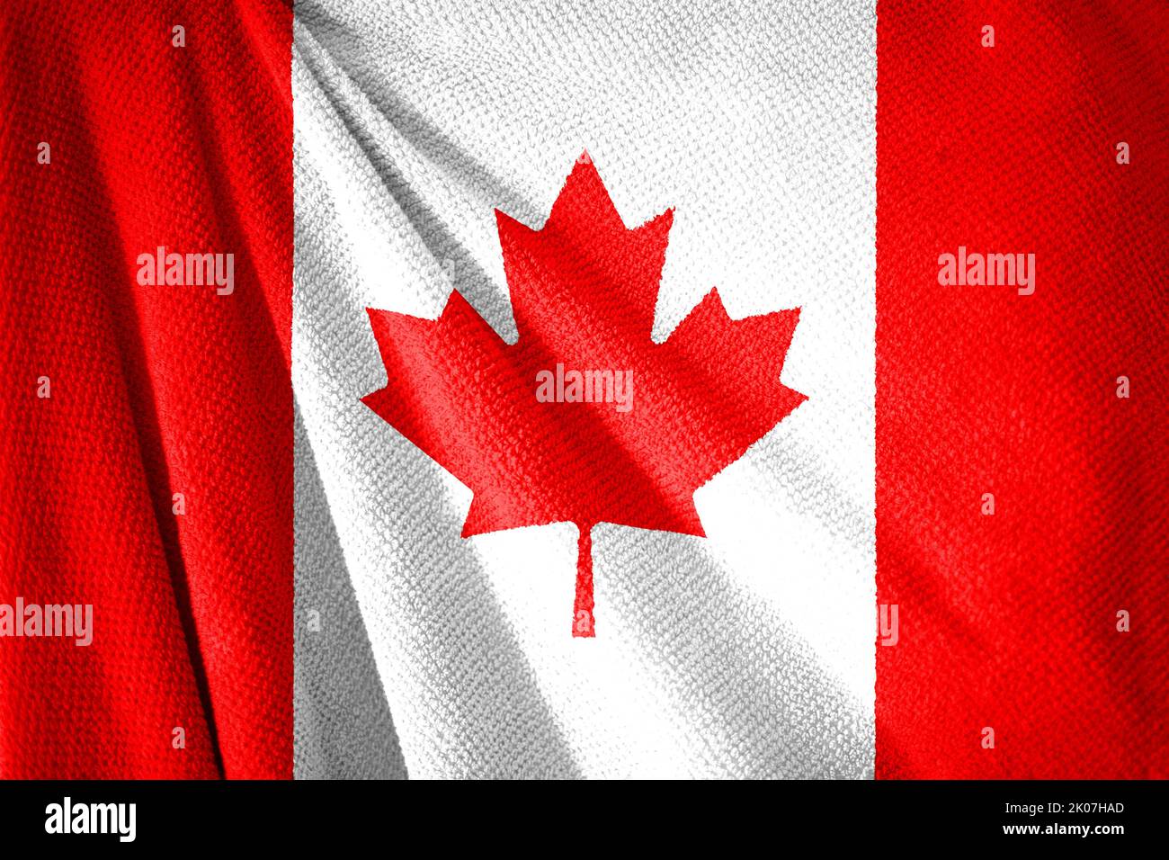 Canada flag on towel surface illustration with, country symbol Stock Photo