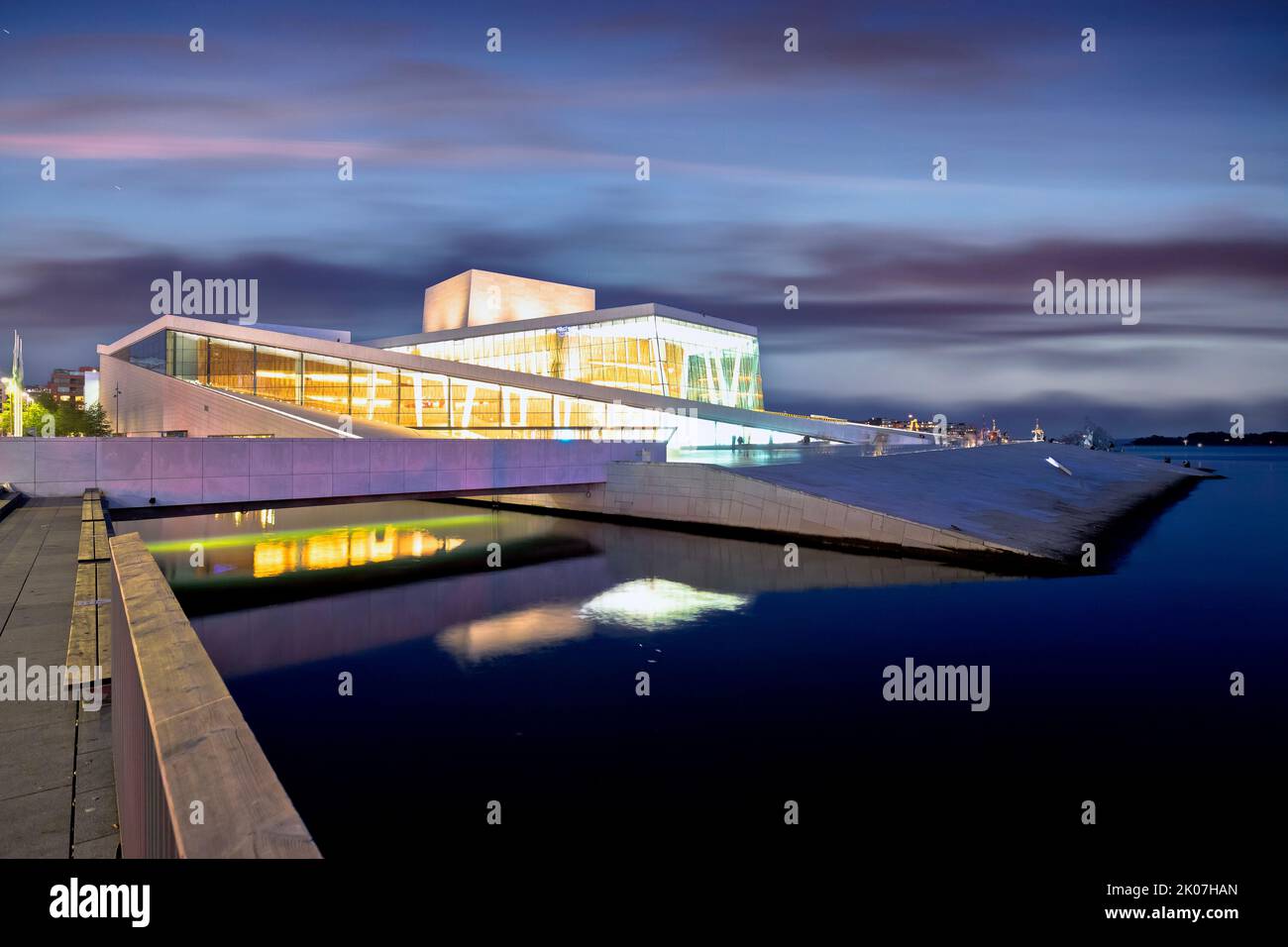 Oslo Opera house modern architecture evening view, capital of Norway Stock Photo