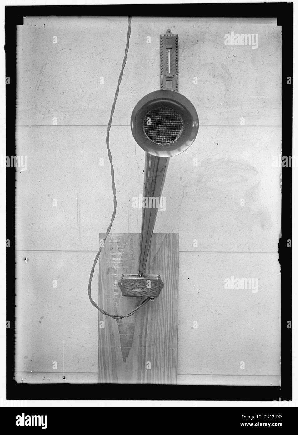 Speaker, between 1910 and 1917. 'Manufactured by The Magnaphone Co. New York City. Patented'. Stock Photo