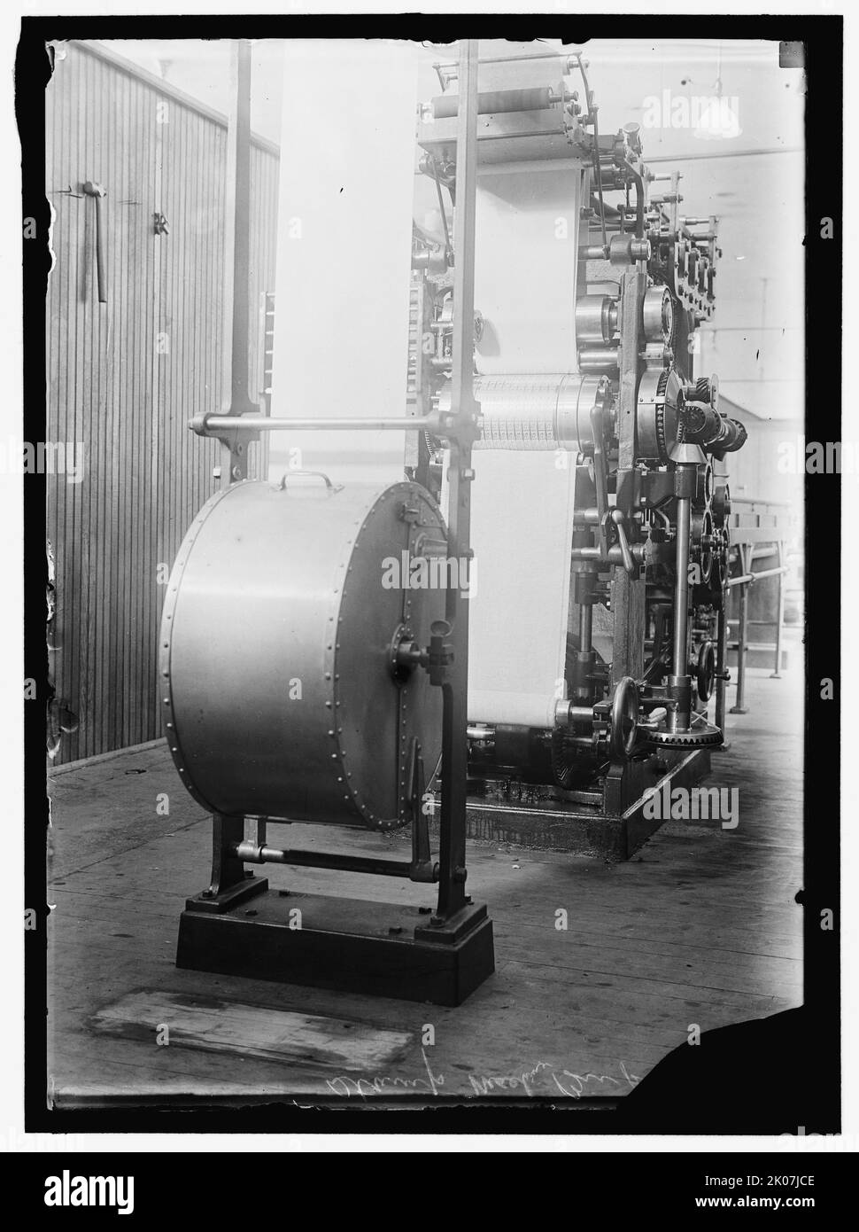Stamp machine, between 1910 and 1917. Postage stamps being printed. Stock Photo