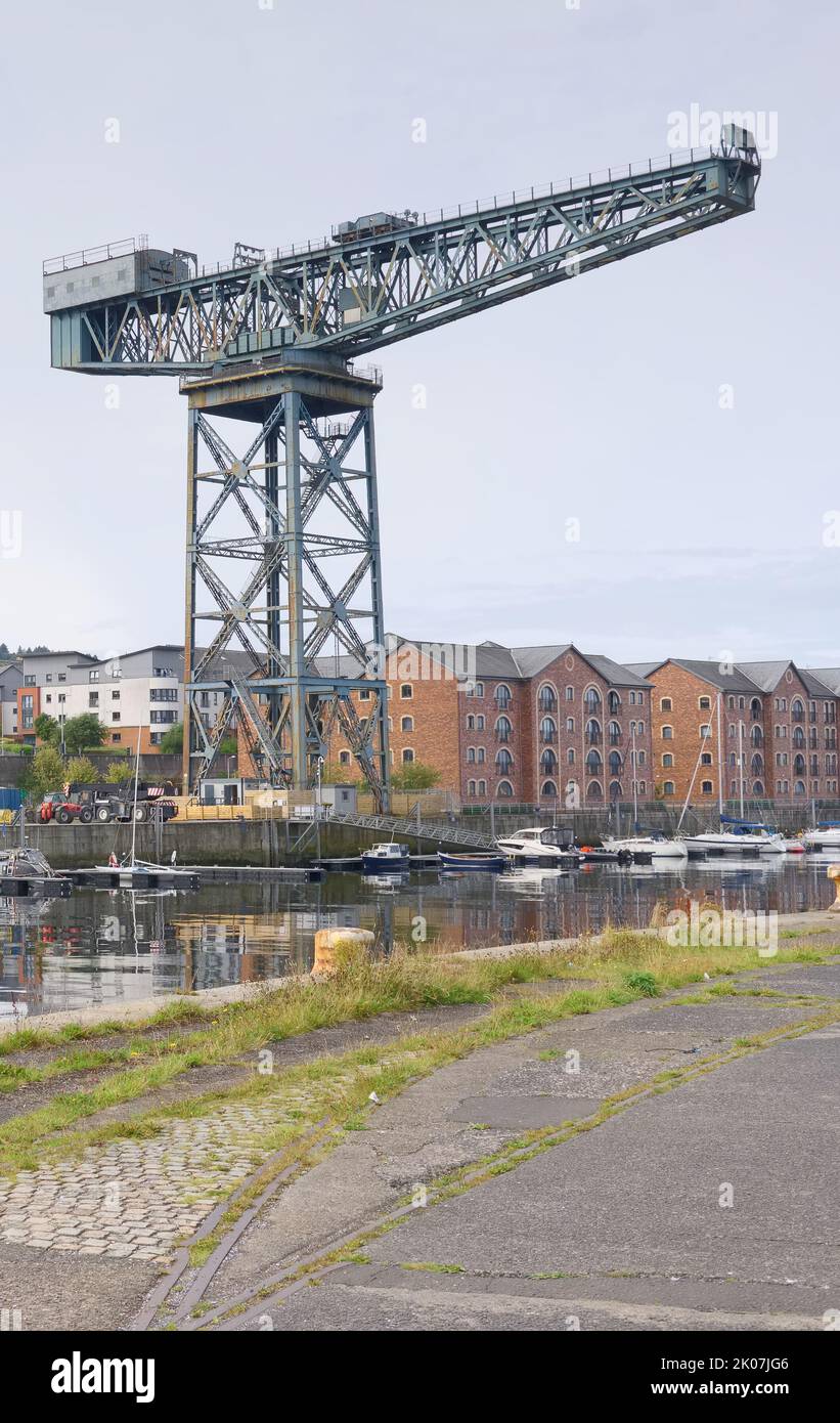 Crane in Port Glasgow at James Watt Dock Stock Photo