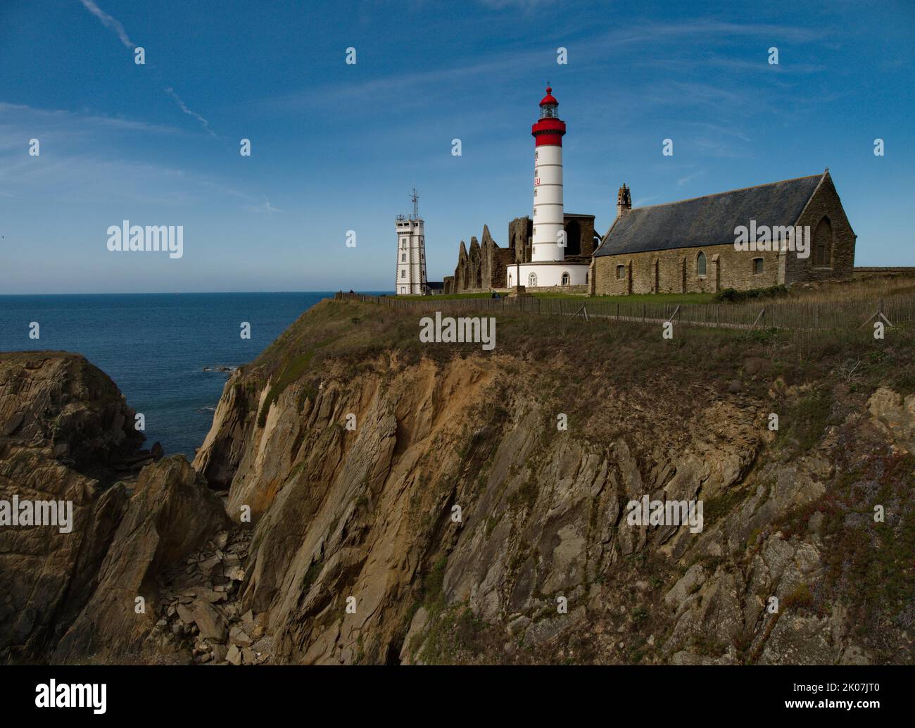The lighthouse Phare de Saint-Mathieu with the chapel Notre Dame de ...