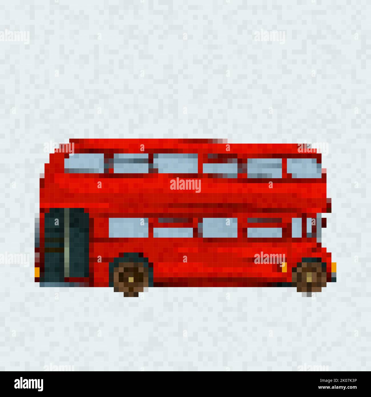 Pixel Art double decker bus, vector illustration Stock Photo