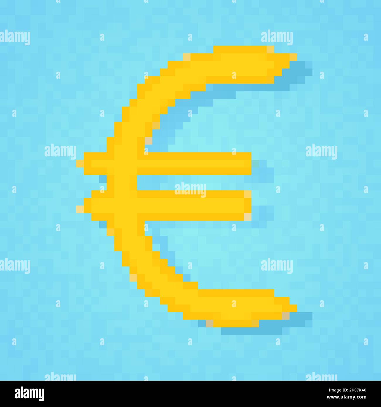 Pixel art euro icon. Color concept of euro currency Stock Photo