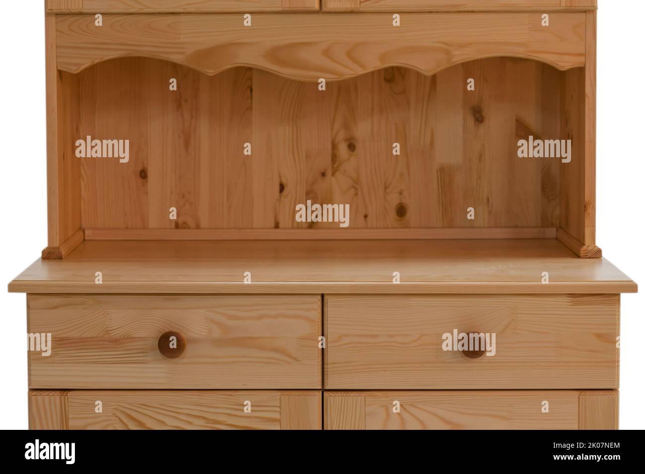 Classical kitchen with drawers. Closeup of empty kitchen
