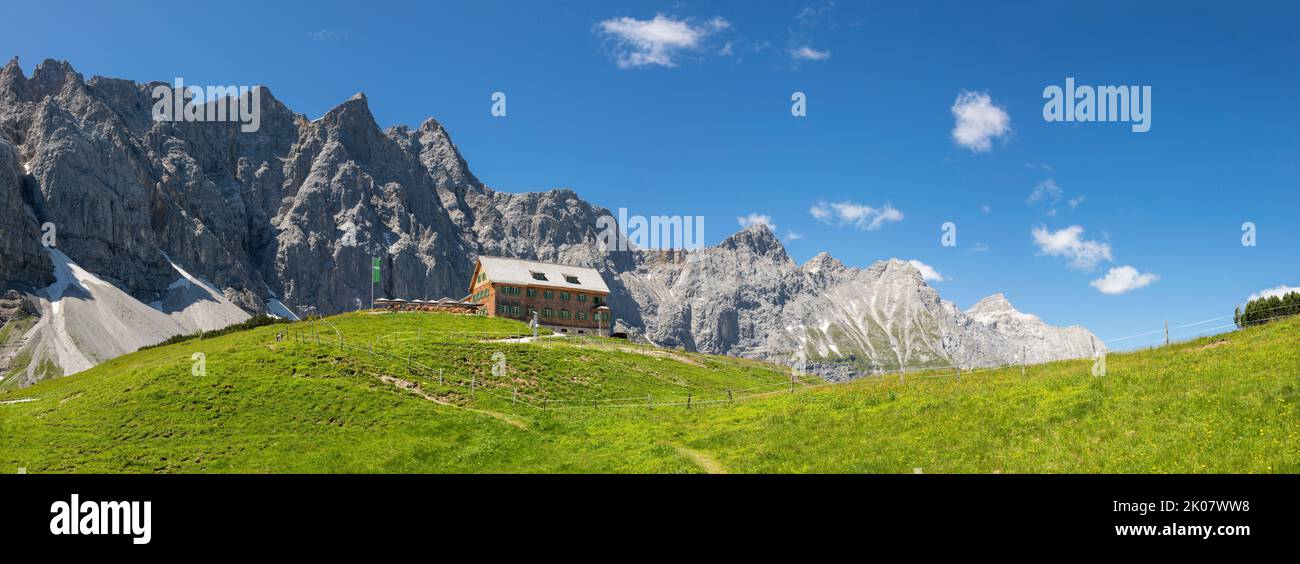 alpine, alps, austria, beautiful, beauty, climbing, destination, dreizinken spitze, europe, falkenhutte, green, hiking, karwendel, laliderer spitze, l Stock Photo