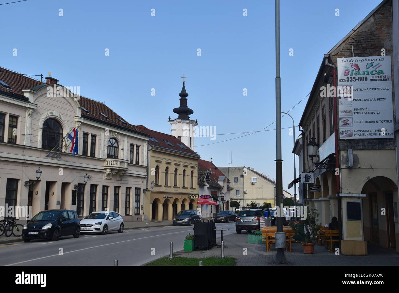 the baroque town of Vinkovci in Eastern Croatia, Slavonia: the Serbian Orhodox Church, rebuild after the war 1991-1995 Stock Photo