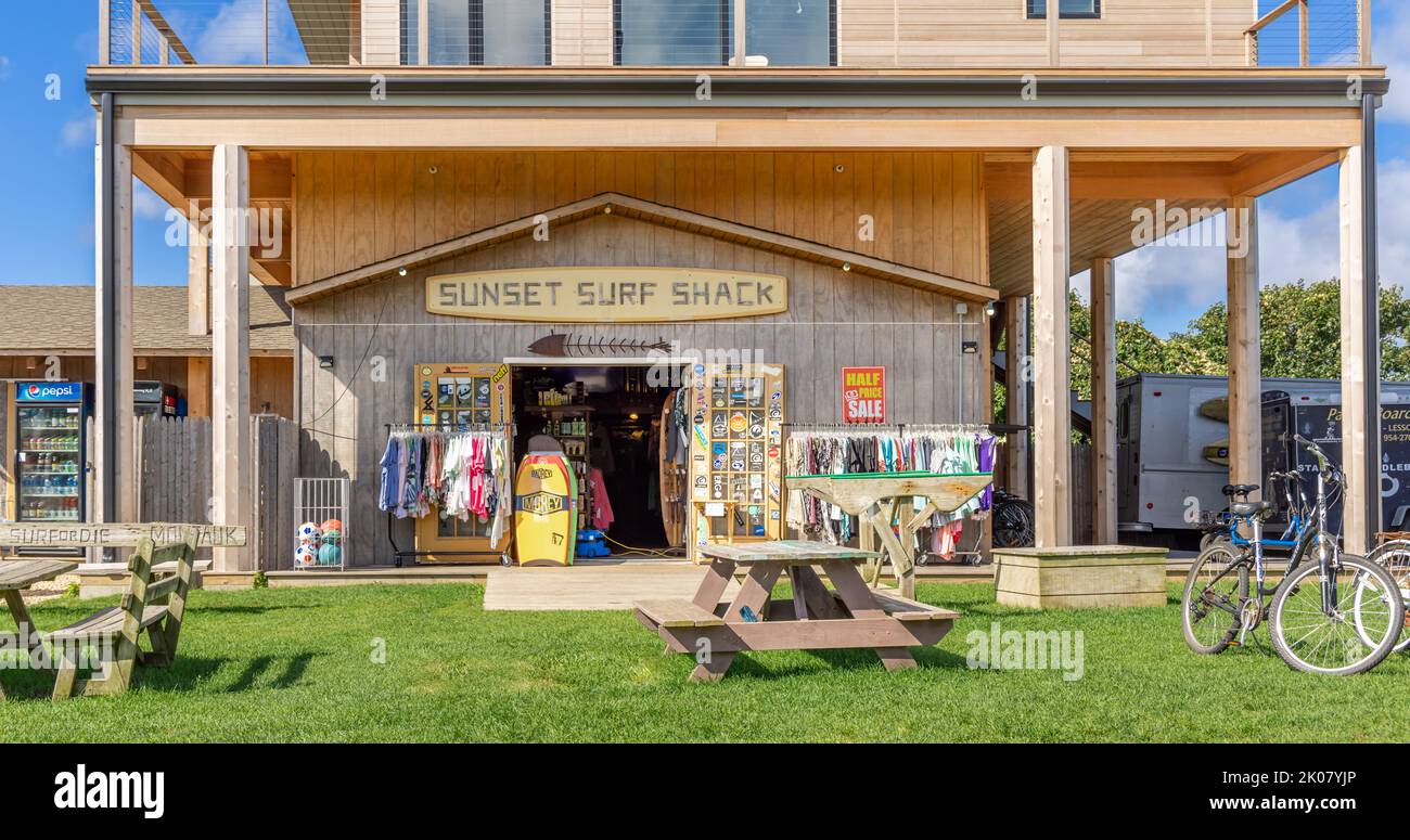 front facade of the Sunset Surf Shack Stock Photo