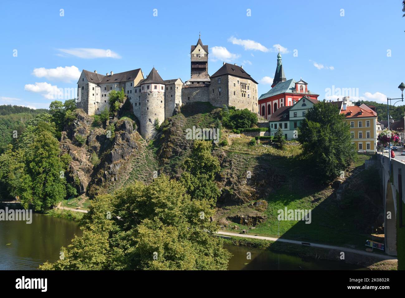 the medieval town of Loket (Elbogen) in Czech Republic, where Goethe liked to stay Stock Photo