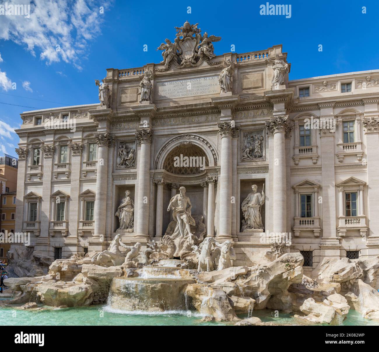 The ‘Fontana di Trevi’(Trevi Fountain) is perhaps the most famous fountain in the world in Rome, Italy. Stock Photo