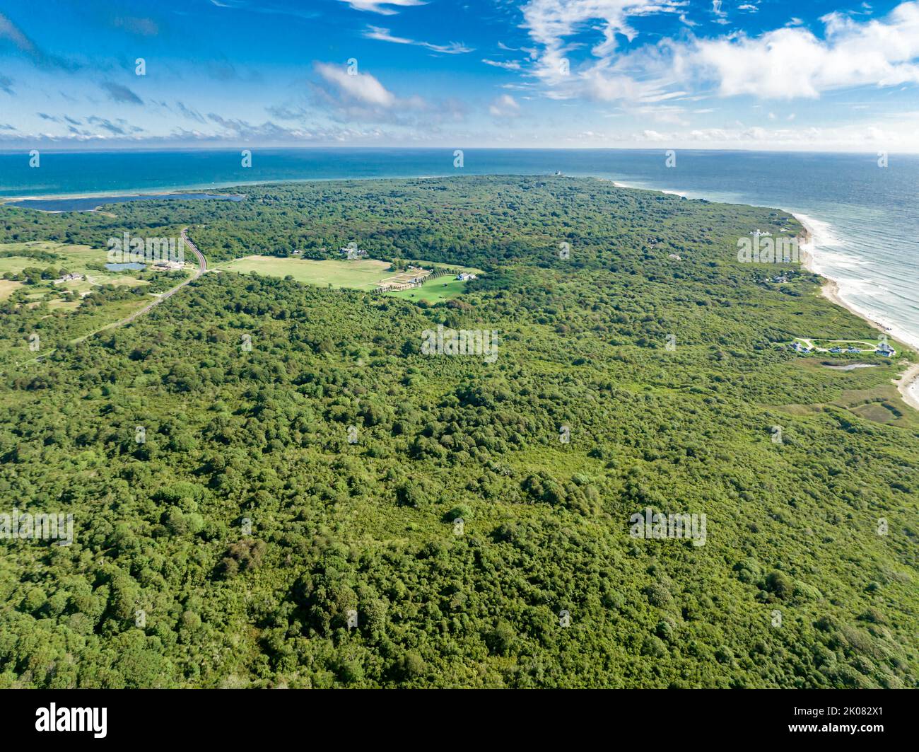 aerial view of montauk point Stock Photo