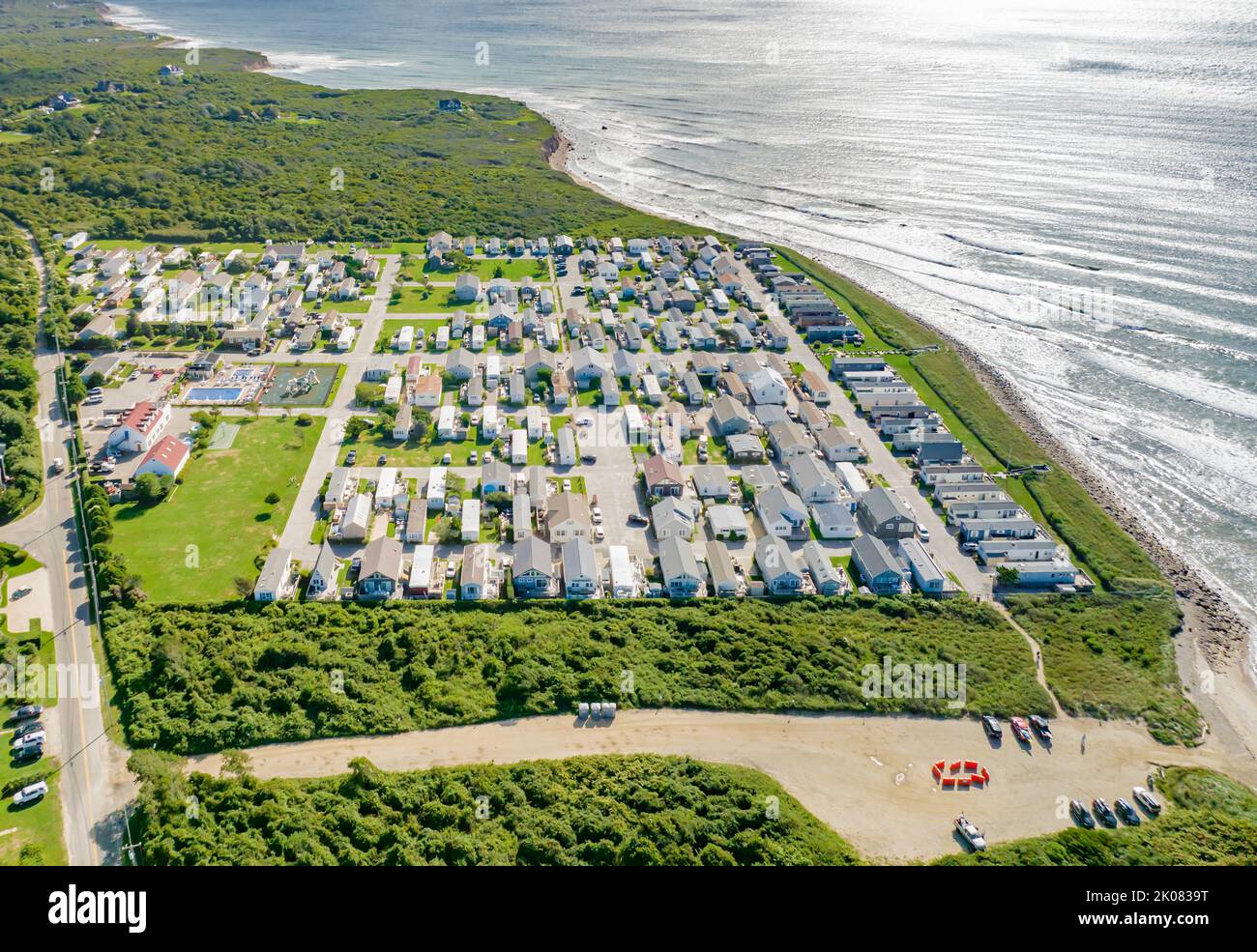 Aerial view of Montauk Shores Condominiums and vicinity Stock Photo