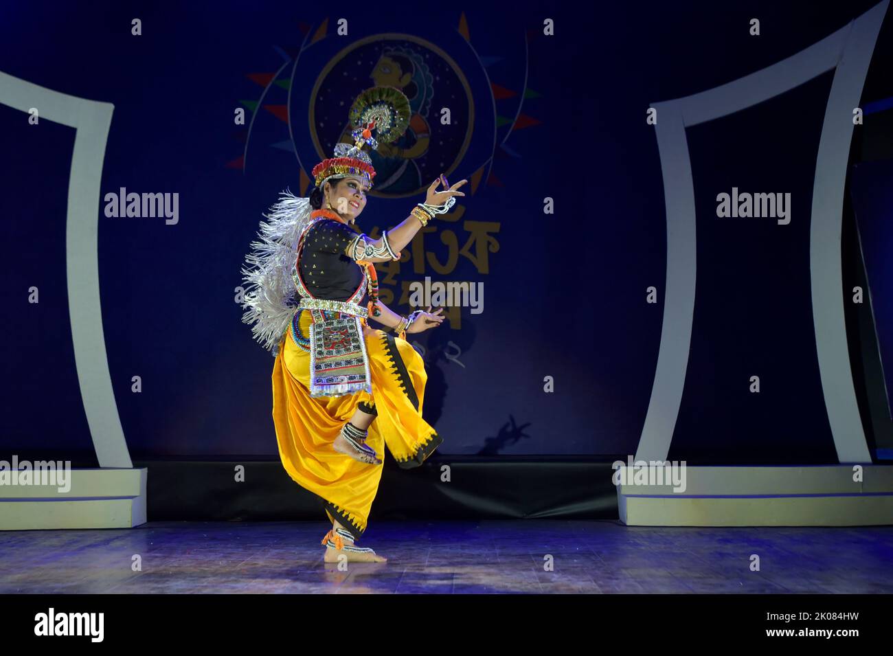 Dhaka. 10th Sep, 2022. A woman performs dance during a cultural festival in Dhaka, Bangladesh, Sept. 9, 2022. Credit: Xinhua/Alamy Live News Stock Photo