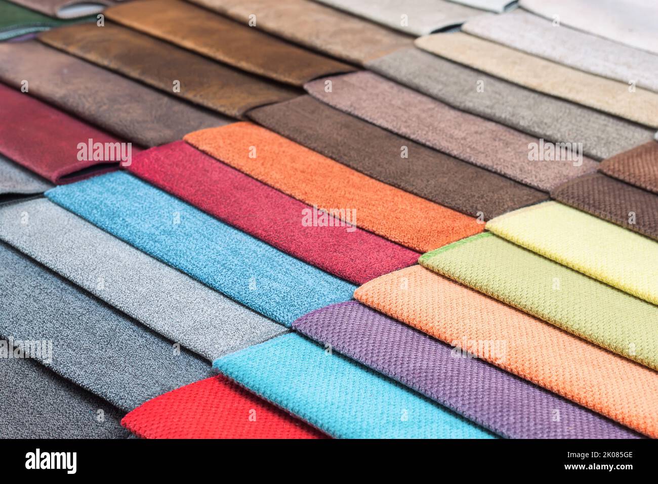 Color samples of the upholstery fabric in the assortment. palette of