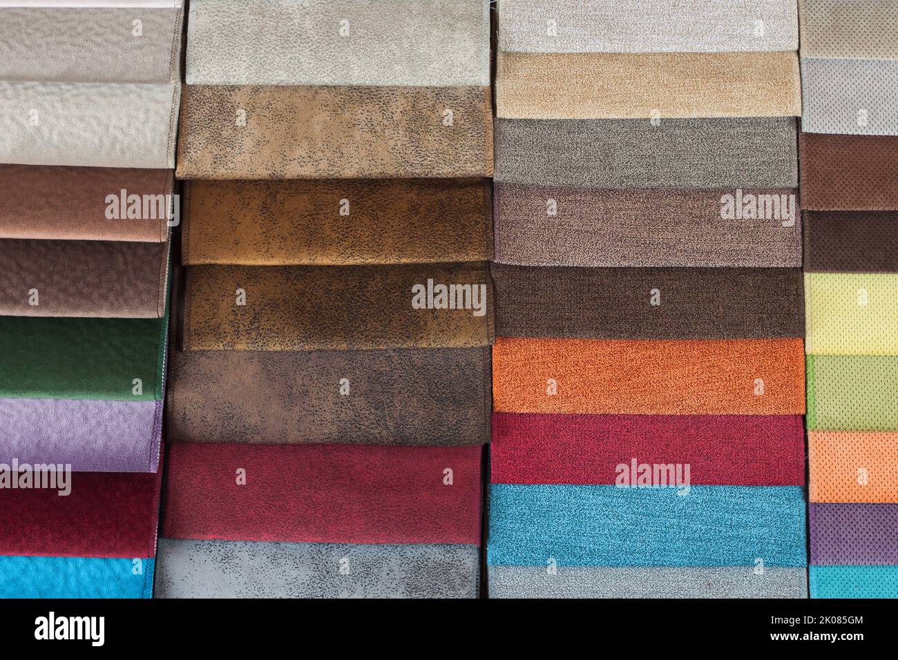 Color samples of the upholstery fabric in the assortment Stock Photo ...